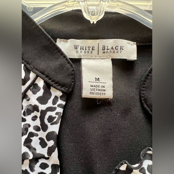 WHBM - Black Sleeveless V-Neck With Animal Print Ruffle - Size Medium - Picture 4 of 9